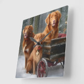 Nova Scotia Duck Toller Retriever Sneeuwslee Vierkante Klok (Hoek)