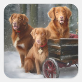 Nova Scotia Duck Toller Retriever Sneeuwslee Vierkante Sticker (Voorkant)