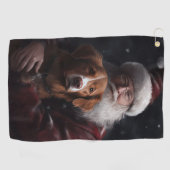Nova Scotia Duck Tollers Met Sinterklaas Festief Golfhanddoek (Horizontaal)