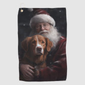 Nova Scotia Duck Tollers Met Sinterklaas Festief Golfhanddoek (Voorkant)