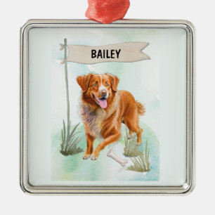 Nova Scotia Duck Tolling Retriever Aquarel Hond Metalen Ornament