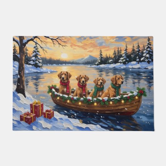 Nova Scotia Duck Tolling Retriever Christmas Boat Deurmat (Voorkant)