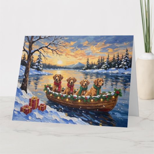 Nova Scotia Duck Tolling Retriever Christmas Boat Kaart (Voorkant)