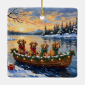 Nova Scotia Duck Tolling Retriever Christmas Boat Keramisch Ornament (Achterkant)