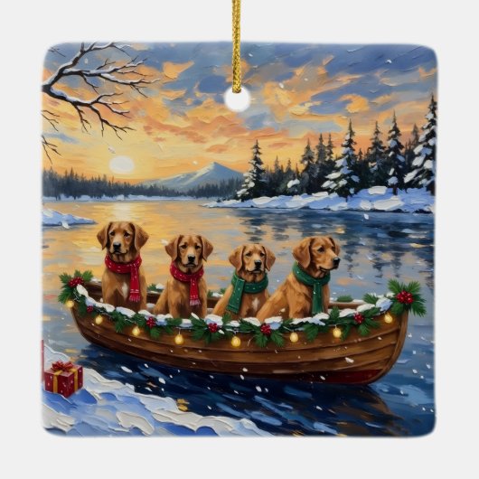 Nova Scotia Duck Tolling Retriever Christmas Boat Keramisch Ornament (Achterkant)