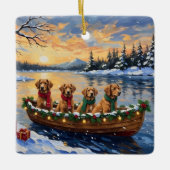 Nova Scotia Duck Tolling Retriever Christmas Boat Keramisch Ornament (Voorkant)