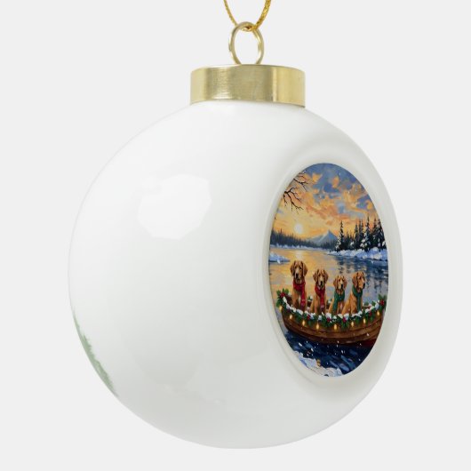 Nova Scotia Duck Tolling Retriever Christmas Boat Keramische Bal Ornament (Links)