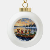 Nova Scotia Duck Tolling Retriever Christmas Boat Keramische Bal Ornament (Voorkant)