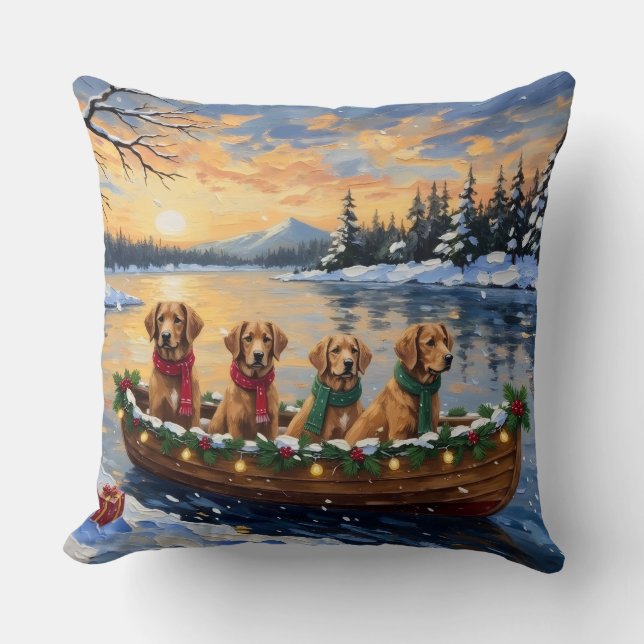Nova Scotia Duck Tolling Retriever Christmas Boat  Kussen (Voorkant)