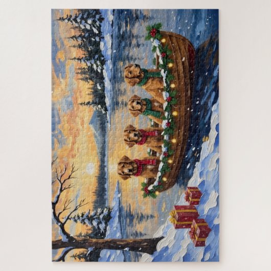Nova Scotia Duck Tolling Retriever Christmas Boat  Legpuzzel (Verticaal)