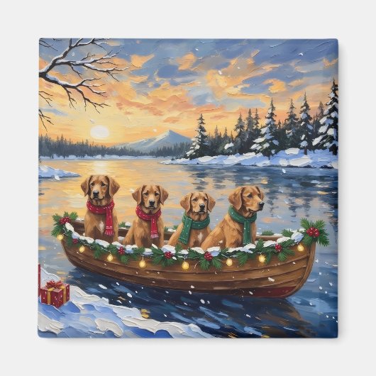 Nova Scotia Duck Tolling Retriever Christmas Boat Magneet (Voorkant)