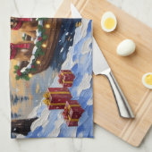 Nova Scotia Duck Tolling Retriever Christmas Boat Theedoek (Quarter Fold)