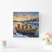 Nova Scotia Duck Tolling Retriever Christmas Boat  Vierkante Klok (Huis)