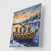 Nova Scotia Duck Tolling Retriever Christmas Boat Vierkante Klok (Hoek)
