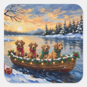Nova Scotia Duck Tolling Retriever Christmas Boat Vierkante Sticker (Voorkant)
