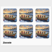 Nova Scotia Duck Tolling Retriever Christmas Boat Vierkante Sticker (Vel)