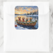 Nova Scotia Duck Tolling Retriever Christmas Boat Vierkante Sticker (Tas)