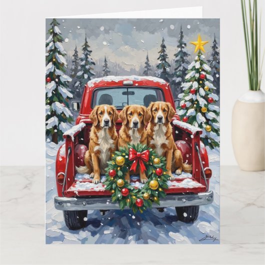 Nova Scotia Duck Tolling Retriever Christmas Red Kaart (Voorkant)
