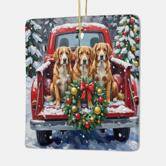 Nova Scotia Duck Tolling Retriever Christmas Red Keramisch Ornament (Links)