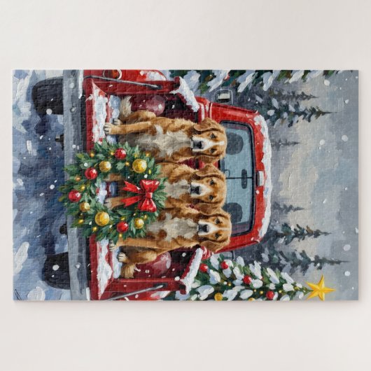 Nova Scotia Duck Tolling Retriever Christmas Red Legpuzzel (Horizontaal)