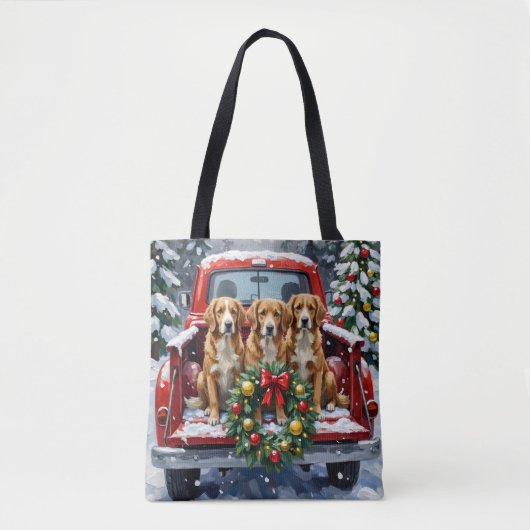 Nova Scotia Duck Tolling Retriever Christmas Red Tote Bag (Voorkant)