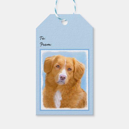Nova Scotia Duck Tolling Retriever Dog Painting Cadeaulabel (Voorkant)