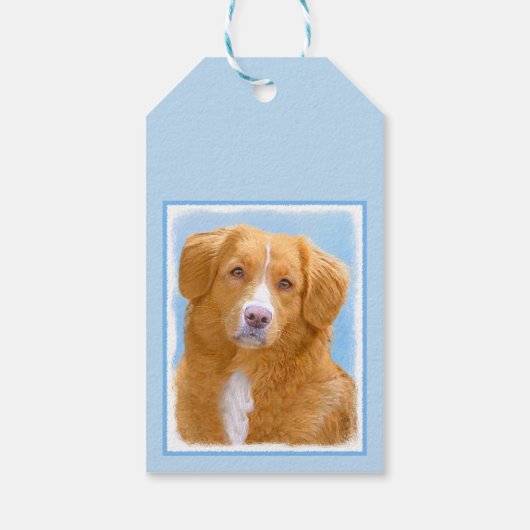 Nova Scotia Duck Tolling Retriever Dog Painting Cadeaulabel (Achterkant)