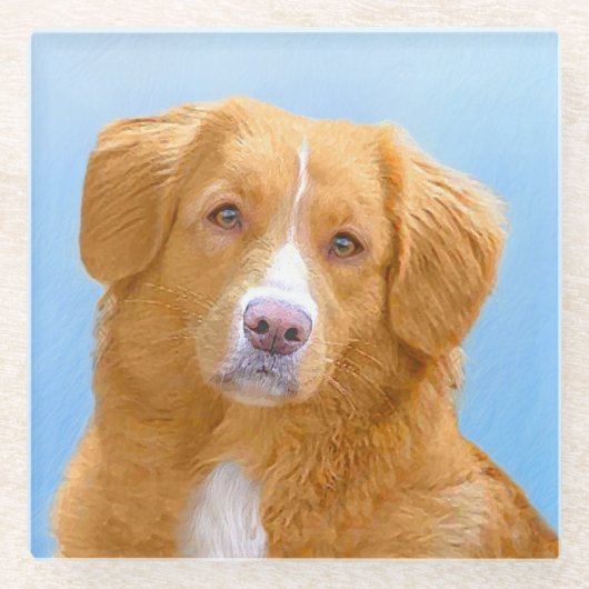Nova Scotia Duck Tolling Retriever Dog Painting Glazen Onderzetter (Voorkant)