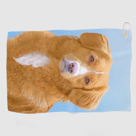 Nova Scotia Duck Tolling Retriever Dog Painting Golfhanddoek (Horizontaal)
