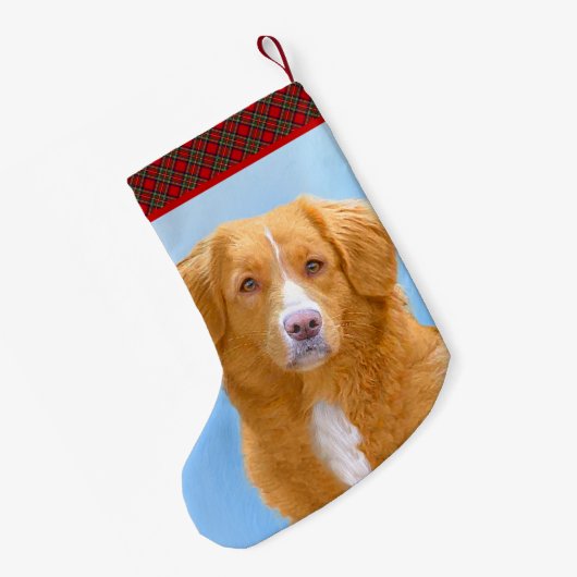 Nova Scotia Duck Tolling Retriever Dog Painting Kleine Kerstsok (Achterkant (Hangend))