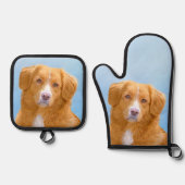 Nova Scotia Duck Tolling Retriever Dog Painting Ovenwant & Pannenlap Set (Voorkant)