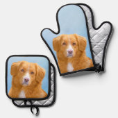 Nova Scotia Duck Tolling Retriever Dog Painting Ovenwant & Pannenlap Set (Voorkant / Achterkant)