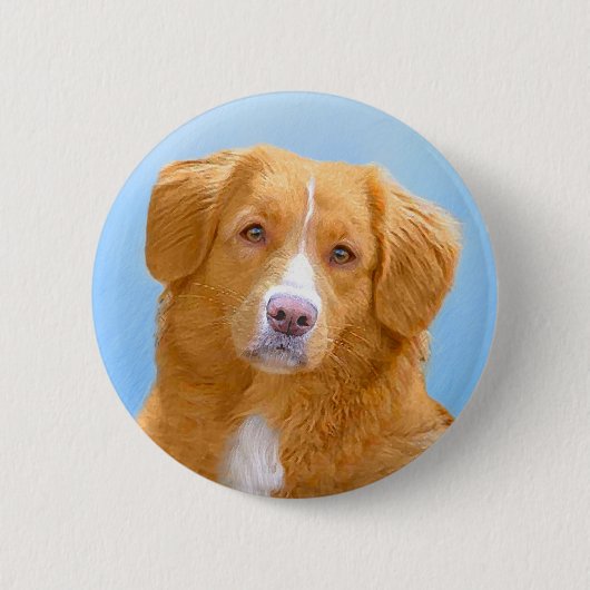 Nova Scotia Duck Tolling Retriever Dog Painting Ronde Button 5,7 Cm (Voorkant)
