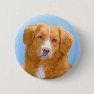 Nova Scotia Duck Tolling Retriever Dog Painting Ronde Button 5,7 Cm