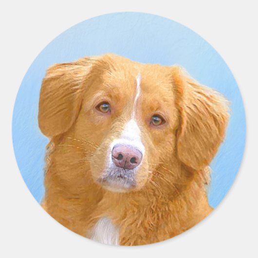 Nova Scotia Duck Tolling Retriever Dog Painting Ronde Sticker (Voorkant)