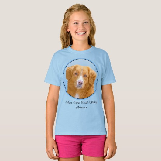 Nova Scotia Duck Tolling Retriever Dog Painting T-shirt (Voorkant volledig)