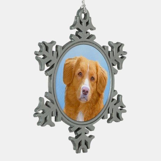 Nova Scotia Duck Tolling Retriever Dog Painting Tin Sneeuwvlok Ornament (Links)