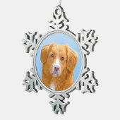 Nova Scotia Duck Tolling Retriever Dog Painting Tin Sneeuwvlok Ornament (Rechts)