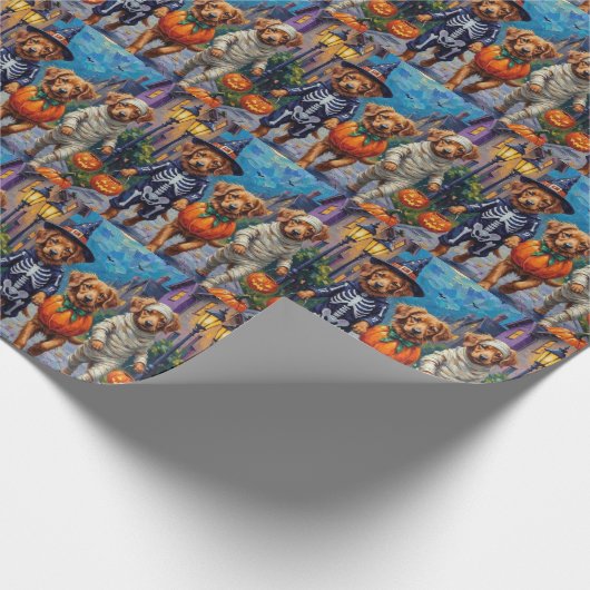 Nova Scotia Duck Tolling Retriever Halloween Cadeaupapier (Hoek)