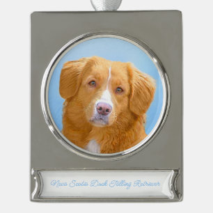 Nova Scotia Duck Tolling Retriever Honden Schilder Verzilverd Banner Ornament