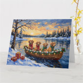 Nova Scotia Duck Tolling Retriever Kerstboot  Kaart (Gele Bloem)
