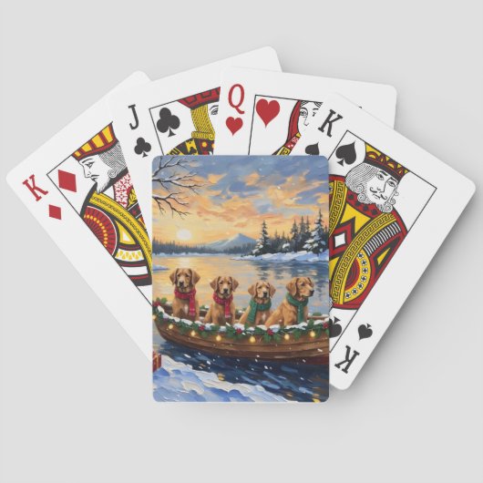 Nova Scotia Duck Tolling Retriever Kerstboot  Pokerkaarten (Achterkant)