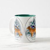 Nova Scotia Duck Tolling Retriever kerstcadeautjes Tweekleurige Koffiemok (Voorkant links)