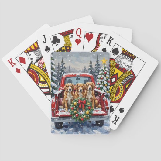 Nova Scotia Duck Tolling Retriever Kerstmis Rood Pokerkaarten (Achterkant)