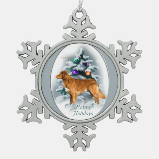 Nova Scotia Duck Tolling Retriever Kerstmis Tin Sneeuwvlok Ornament (Voorkant)
