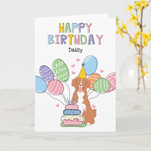 Nova Scotia Duck Tolling Retriever Verjaardag Kaar Kaart (Gele Bloem)