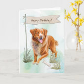 Nova Scotia Duck Tolling Retriever Verjaardagsbord Kaart (Gele Bloem)