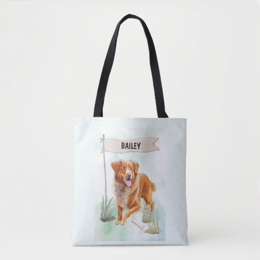 Nova Scotia Duck Tolling Retriever Watercolor Dog Tote Bag (Voorkant)