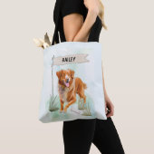Nova Scotia Duck Tolling Retriever Watercolor Dog Tote Bag (Dichtbij)