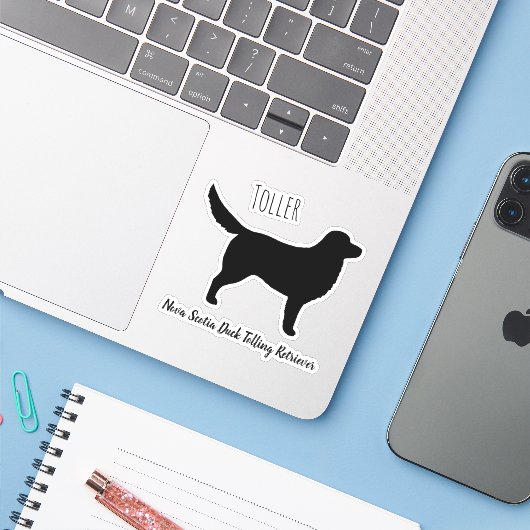 Nova Scotia Duck Tolling Silhouette Sticker (Laptop met iPhone)